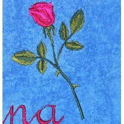 brodeerattu ruusupyyhe