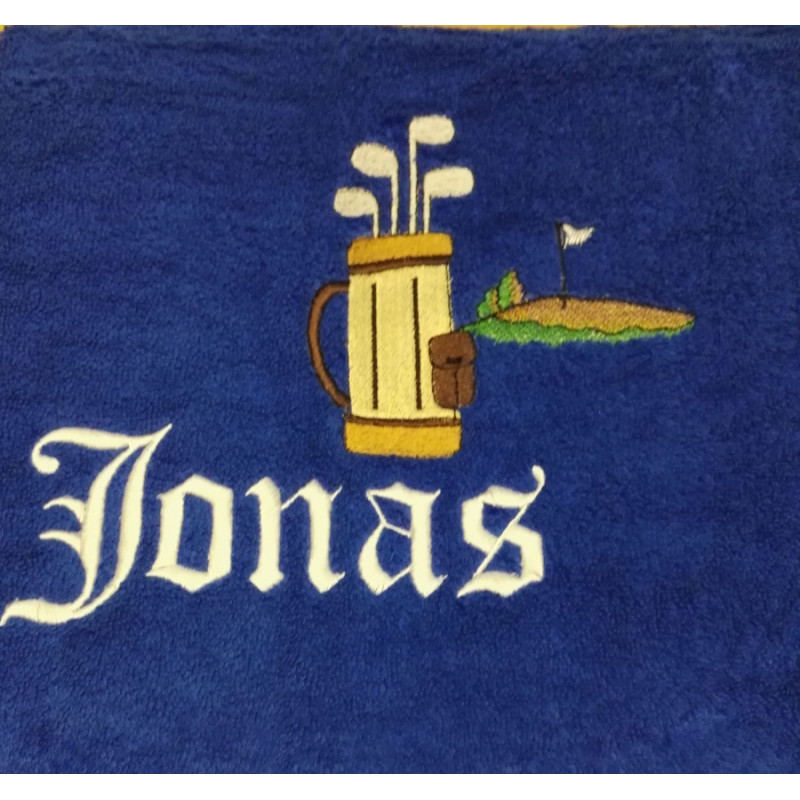 Golfaiheinen brodeerattu pyyhe