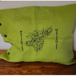 Vihreä pellavatyynyliina Hirvenpää napit