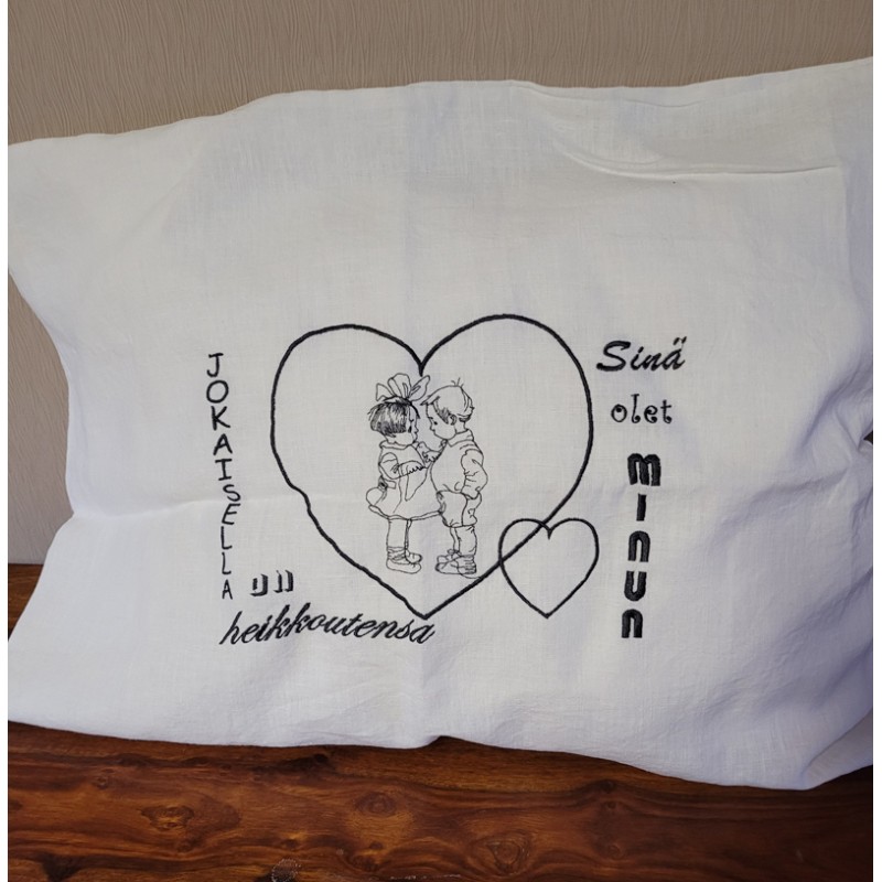 Pellavatyynyliina Sydän / Jokaisella on..