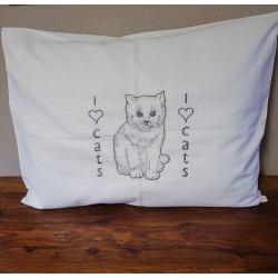 Puuvilltyynyliina Kissa I love cats