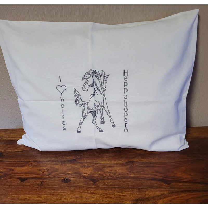 Puuvillatyynyliina Heppa I love horses