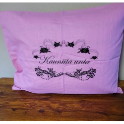 Roosa pellavatyynyliina Kukkakiekura musta