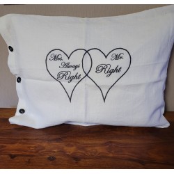 Pellavatyynyliina Mr ja Mrs sydämin
