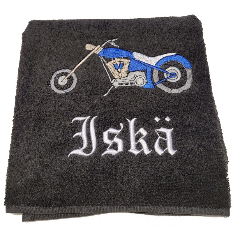 Musta käsipyyhe Mopedi/Iskä